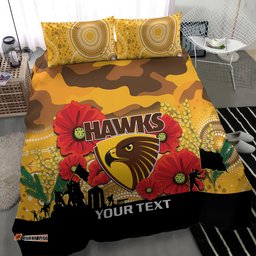 Custom Hawks Football ANZAC Bedding Set Gallipoli Camouflage With Poppies