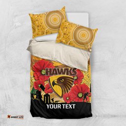 Custom Hawks Football ANZAC Bedding Set Gallipoli Camouflage With Poppies