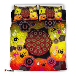 Aboriginal Bedding Set , Indigenous Circle Dot Painting Hand Art