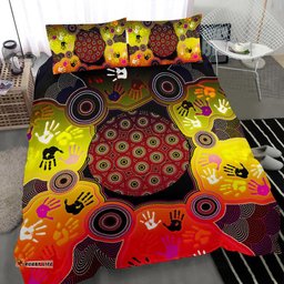 Aboriginal Bedding Set , Indigenous Circle Dot Painting Hand Art