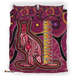 Maroons Rugby Bedding Set - Custom Maroons Kangaroo Bedding Set RLT13