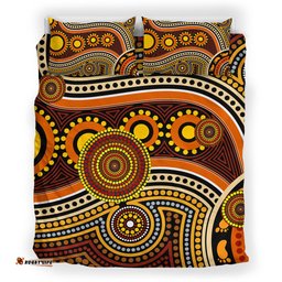 Australia Indigenous Bedding Set - Aboriginal inspired Dot Art Connection With Footprints
