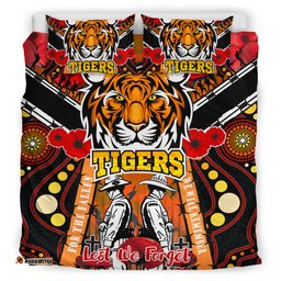 Tigers Rugby Anzac Day Watercolour Bedding Set - Custom Remembrance West Tigers With Poppy Flower RLT13