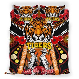 Tigers Rugby Anzac Day Watercolour Bedding Set - Custom Remembrance West Tigers With Poppy Flower RLT13