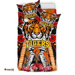 Tigers Rugby Anzac Day Watercolour Bedding Set - Custom Remembrance West Tigers With Poppy Flower RLT13