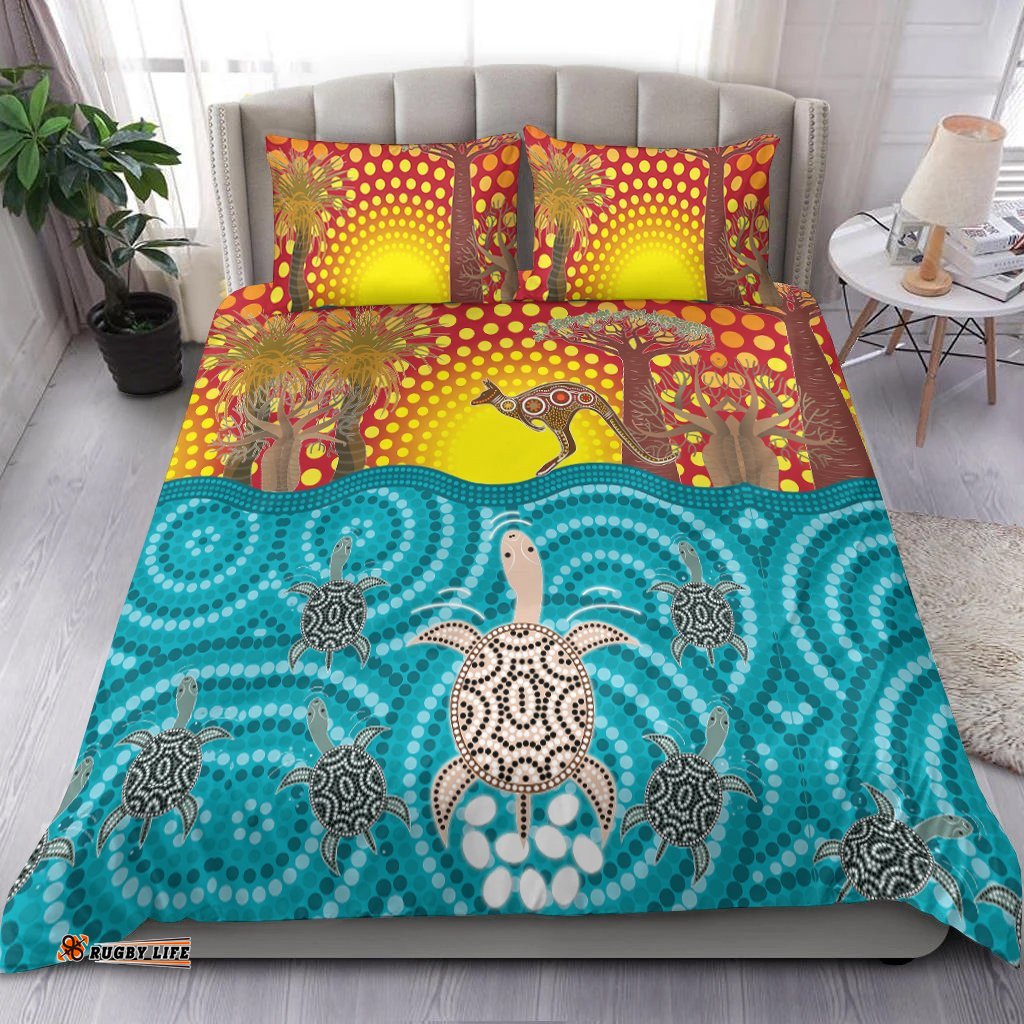 Aboriginal Bedding Set - Turtle and Kangaroo - Aboriginal Life