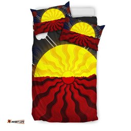 Aboriginal Bedding Set, Aboriginal Lives Matter Flag Sun Dot Painting