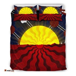Aboriginal Bedding Set, Aboriginal Lives Matter Flag Sun Dot Painting