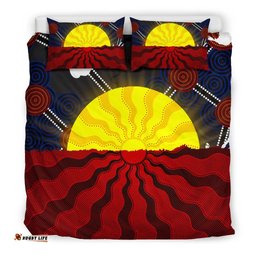 Aboriginal Bedding Set, Aboriginal Lives Matter Flag Sun Dot Painting