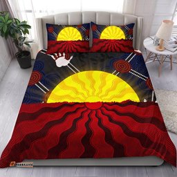 Aboriginal Bedding Set, Aboriginal Lives Matter Flag Sun Dot Painting