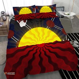 Aboriginal Bedding Set, Aboriginal Lives Matter Flag Sun Dot Painting