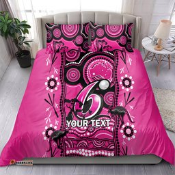 Custom Sydney Sixers Cricket Bedding Set Happy Australia Day Aboriginal Art