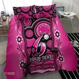 Custom Sydney Sixers Cricket Bedding Set Happy Australia Day Aboriginal Art