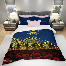 North Queensland Cowboys Bedding Set Aboriginal Rugby Anzac Day Poppy With Soldiers- NRL