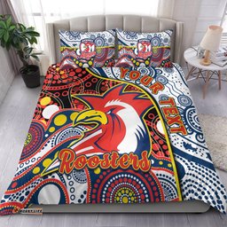 Custom Personalised Roosters Rugby Bedding Set Easts 1908 Aboriginal Artsy Premiers