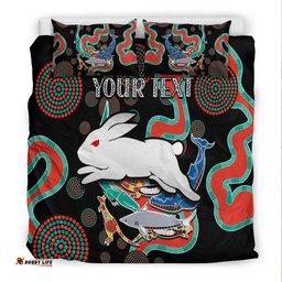 Custom Personalised Rabbitohs Bedding Set Go The Bunnies Aboriginal