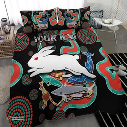 Custom Personalised Rabbitohs Bedding Set Go The Bunnies Aboriginal