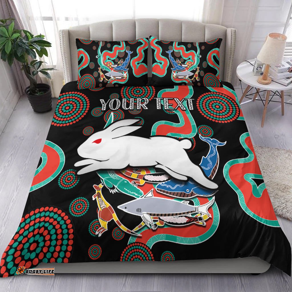 Custom Personalised Rabbitohs Bedding Set Go The Bunnies Aboriginal