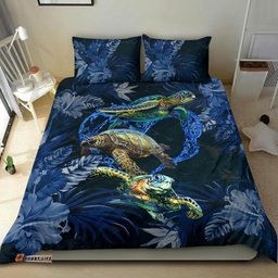 Family Turtles Bedding Set Hibiscus And Sea Water