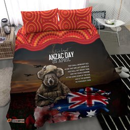 Australia ANZAC Day Bedding Set Koala and Kangaroo Red Poppy Flower Field Aboriginal Pattern