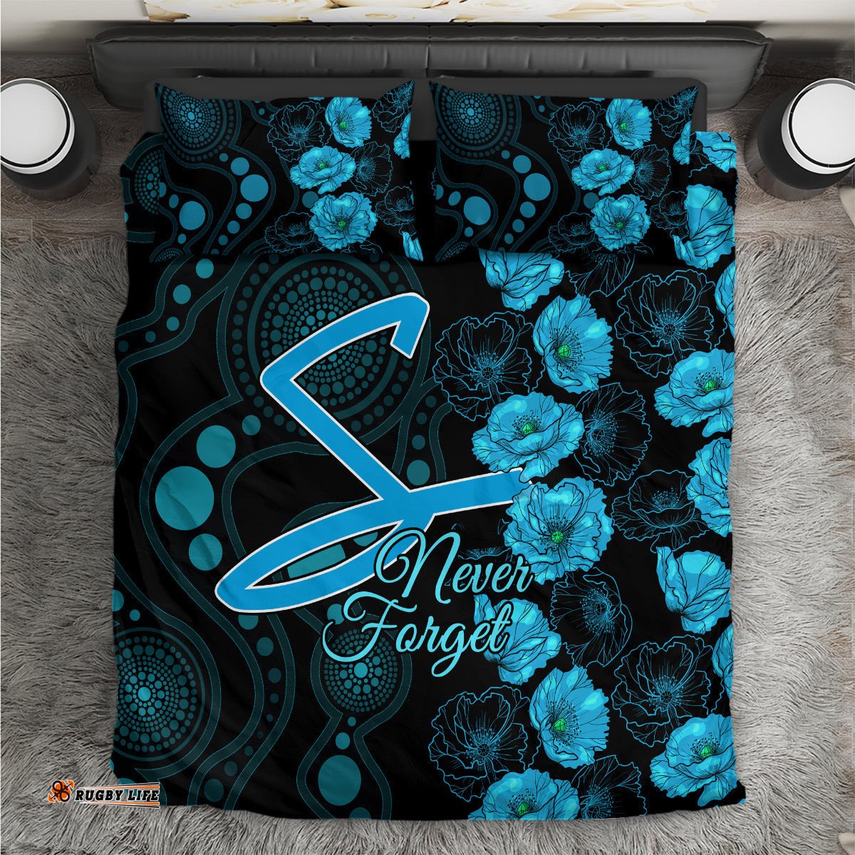 Strikers Cricket Never Forget Custom Bedding Set ANZAC Day with Poppy Aboriginal