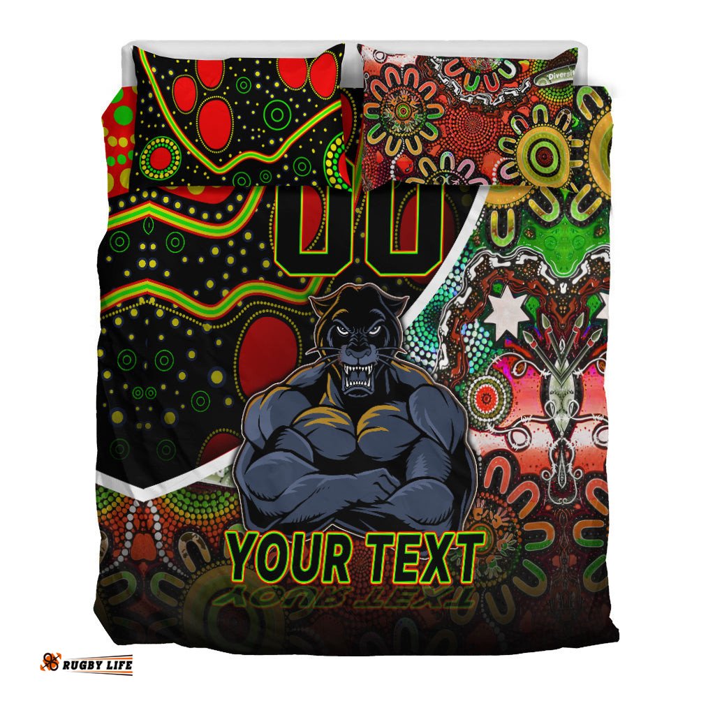 Custom Personalised Penrith Panthers Bedding Set Strong Panthers Legend With Special Aboriginal Style