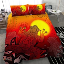 Aboriginal Bedding Set - Indigenous Frog Red
