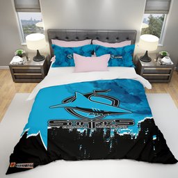 Cronulla-Sutherland Sharks Bedding Set Net Pattern Grunge Style - NRL