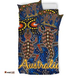 Australia Indigenous Bedding Set - Australian Dot art background with Crocodile