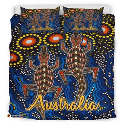 Australia Indigenous Bedding Set - Australian Dot art background with Crocodile