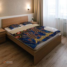Australia Indigenous Bedding Set - Australian Dot art background with Crocodile