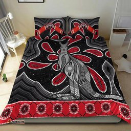Aboriginal Boomerang Bedding Set Kangaroo Australia Red