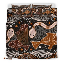 Aboriginal Bedding Set - Indigenous Fish and Snake
