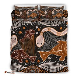 Aboriginal Bedding Set - Indigenous Fish and Snake
