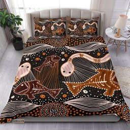 Aboriginal Bedding Set - Indigenous Fish and Snake