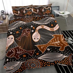 Aboriginal Bedding Set - Indigenous Fish and Snake