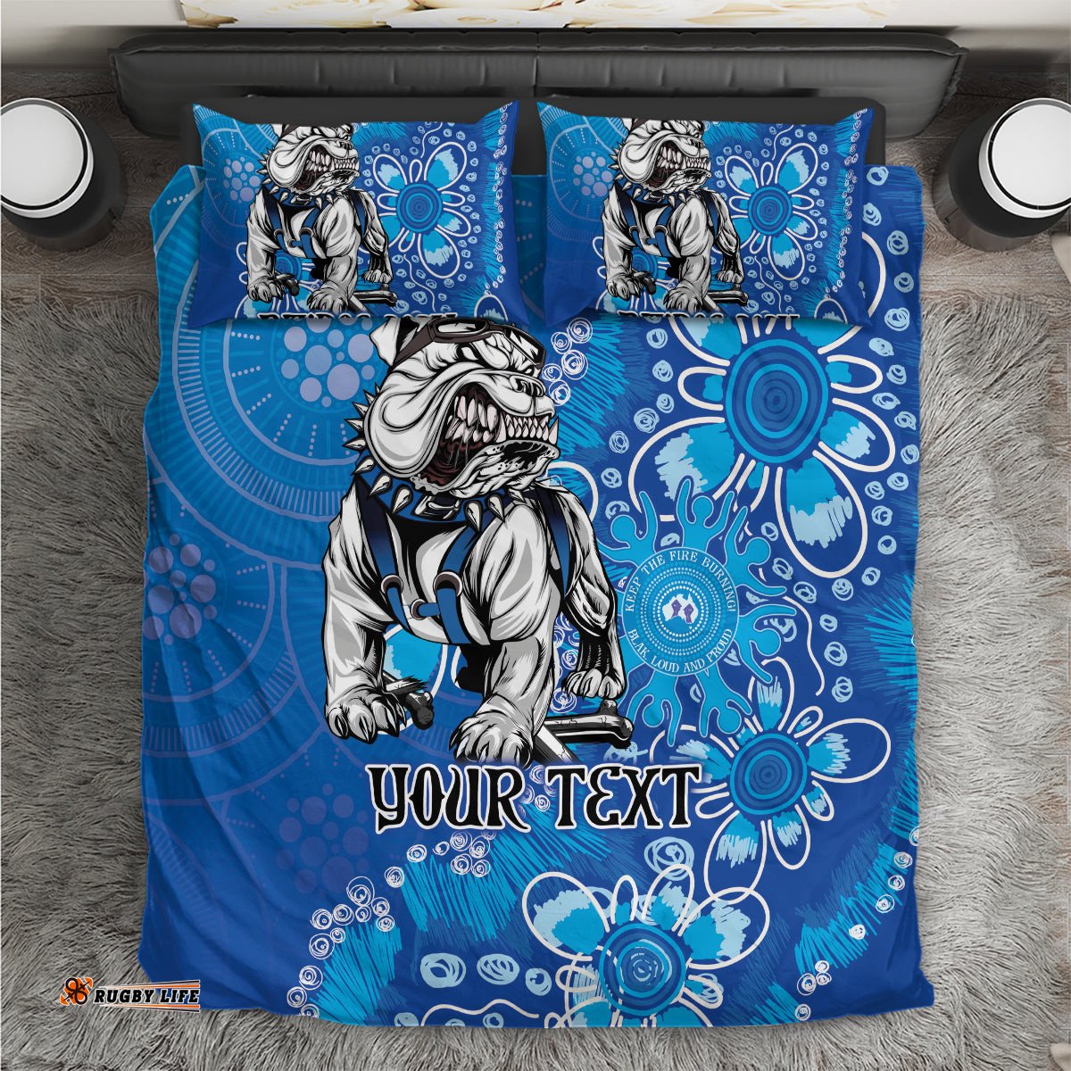 Personalised Bulldogs NAIDOC Week 2024 Bedding Set Aboriginal Fire Burning Sparks