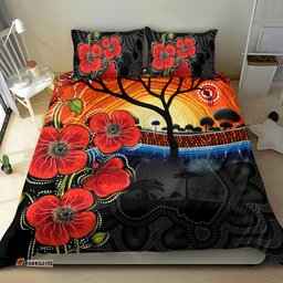 ANZAC Day Australia Poppy Flower Bedding Set Aboriginal Style