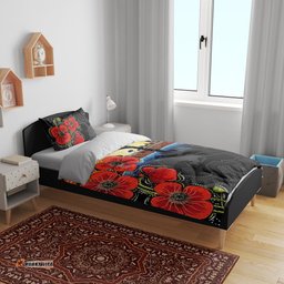 ANZAC Day Australia Poppy Flower Bedding Set Aboriginal Style