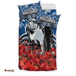 Canterbury-Bankstown Bulldogs Bedding Set Anzac Day Poppy Flowers With Aboriginal