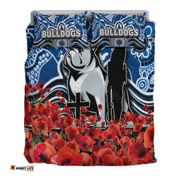 Canterbury-Bankstown Bulldogs Bedding Set Anzac Day Poppy Flowers With Aboriginal