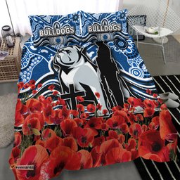 Canterbury-Bankstown Bulldogs Bedding Set Anzac Day Poppy Flowers With Aboriginal