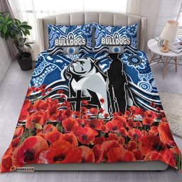 Canterbury-Bankstown Bulldogs Bedding Set Anzac Day Poppy Flowers With Aboriginal