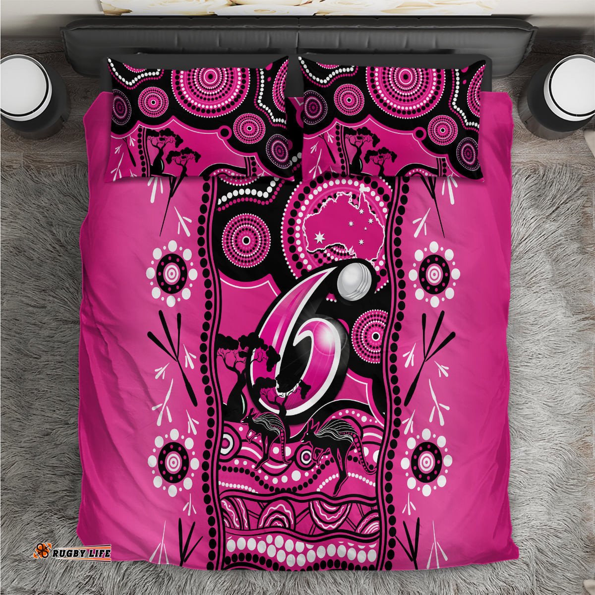 Sydney Sixers Cricket Bedding Set Happy Australia Day Aboriginal Art