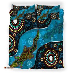 Australia Indigenous Bedding Set - Aboriginal Inspired Dreamtime Crocodile