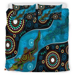 Australia Indigenous Bedding Set - Aboriginal Inspired Dreamtime Crocodile