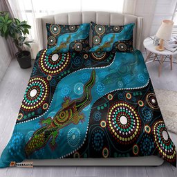 Australia Indigenous Bedding Set - Aboriginal Inspired Dreamtime Crocodile