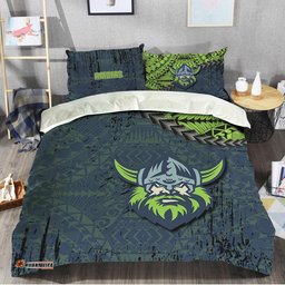 Canberra Raiders Bedding Set Grunge Polynesian Tattoo - NRL