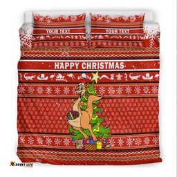 Custom Personalised Australia Christmas Kangaroo Aboriginal Pattern Bedding Set -