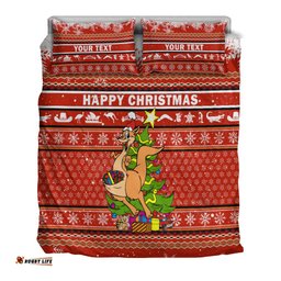 Custom Personalised Australia Christmas Kangaroo Aboriginal Pattern Bedding Set -